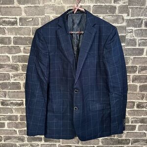 John Varvatos Bedford jacket blazer navy blue linen blend 2 button closure